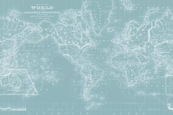 Globes: World Map on Aqua by Mitchell