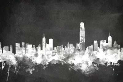Blackboard Skyline Of  Hong Kong, People's Republic Of China by Michael Tompsett acrylic art print