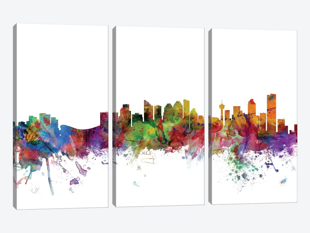 Calgary, Canada Skyline by Michael Tompsett 3-piece Canvas Print