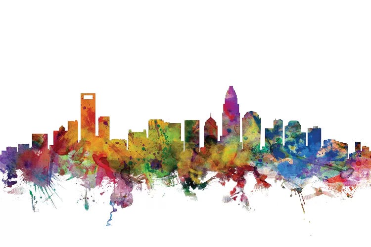 Charlotte, North Carolina Skyline by Michael Tompsett wall art