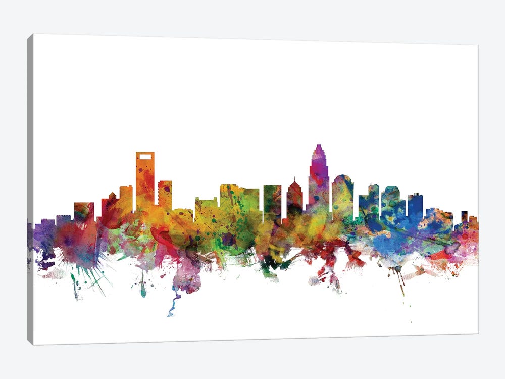 Charlotte, North Carolina Skyline 1-piece Canvas Art Print