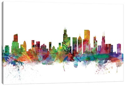 Chicago, Illinois Skyline Canvas Art Print - Michael Tompsett