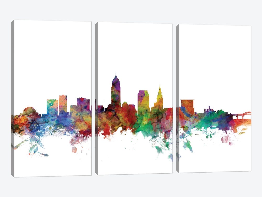 Cleveland, Ohio Skyline by Michael Tompsett 3-piece Canvas Print