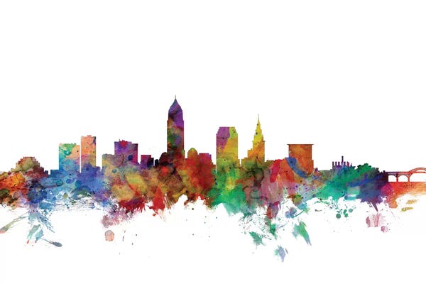 Michael Tompsett: Rainbow Blend Cleveland, Ohio Skyline by Michael Tompsett