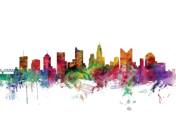 Columbus: Rainbow Blend Columbus, Ohio Skyline by Michael Tompsett