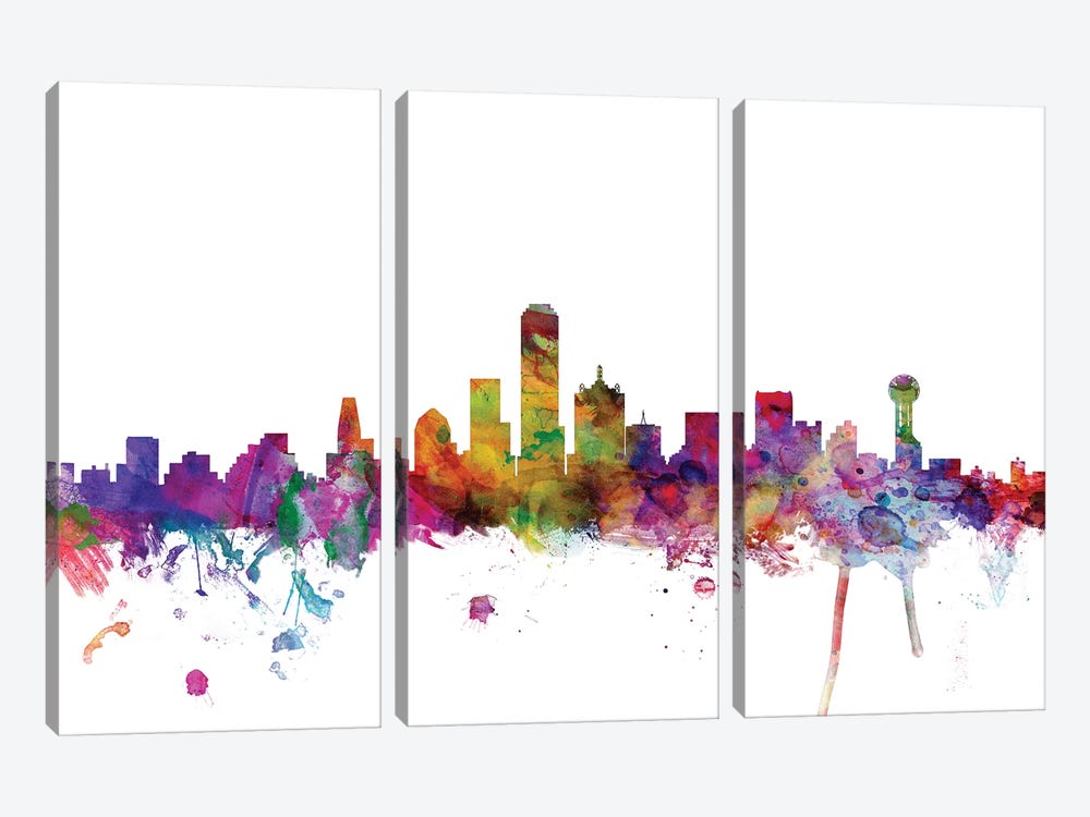 Dallas, Texas Skyline by Michael Tompsett 3-piece Canvas Print