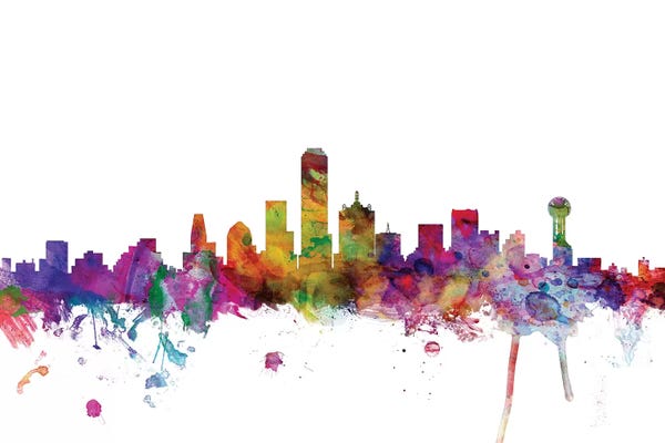 Dallas Skylines: Rainbow Blend Dallas, Texas Skyline by Michael Tompsett