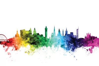 Rainbow Skyline Of Glasgow, Scotland, United Kingdom by Michael Tompsett art print