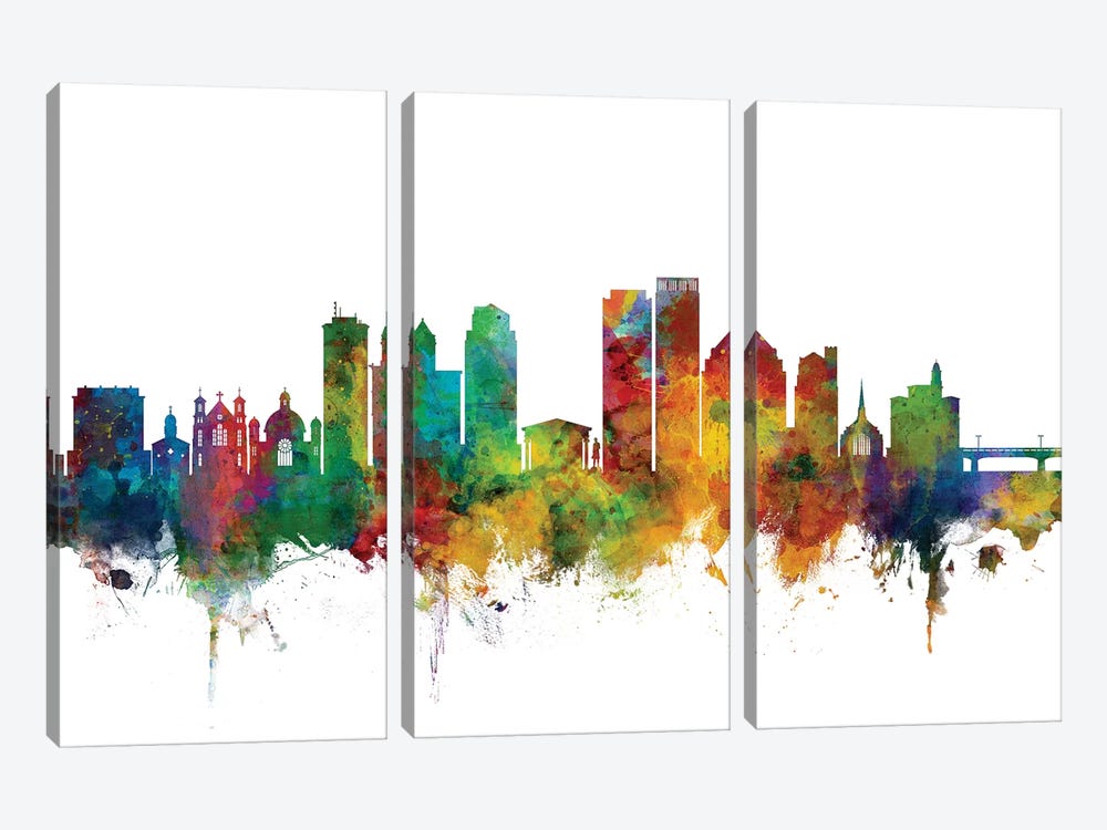 Dayton, Ohio Skyline by Michael Tompsett 3-piece Canvas Art Print