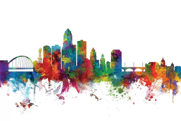 Michael Tompsett: Rainbow Blend Des Moines, Iowa Skyline by Michael Tompsett