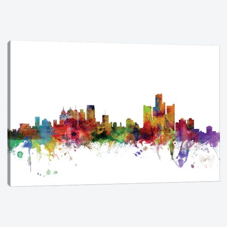 Detroit, Michigan Skyline Canvas Print #MTO1024} by Michael Tompsett Art Print
