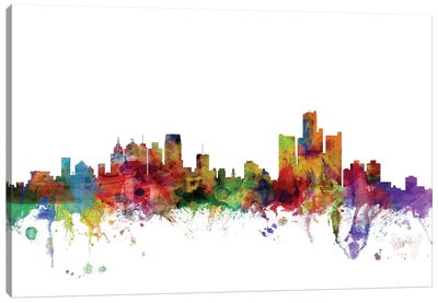Detroit, Michigan Skyline Canvas Art Print - Detroit Skylines
