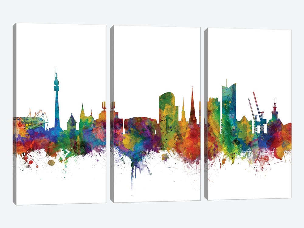 Dortmund, Germany Skyline by Michael Tompsett 3-piece Canvas Artwork