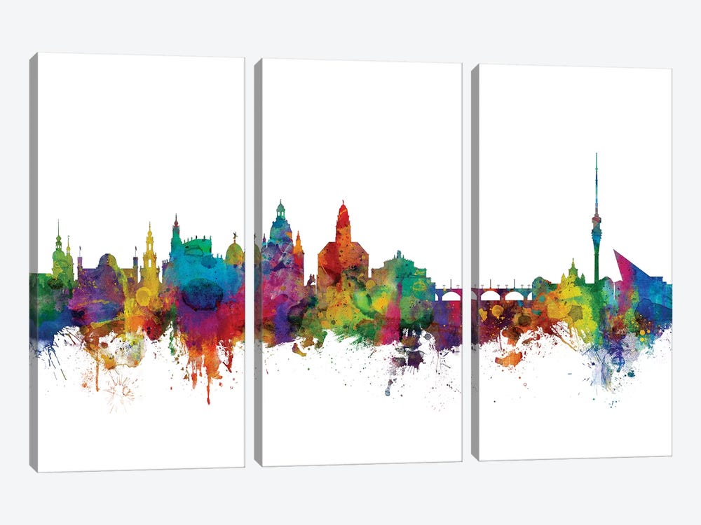 Dresden, Germany Skyline by Michael Tompsett 3-piece Canvas Print