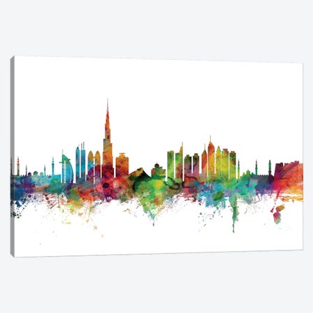 Dubai, UAE Skyline Canvas Print #MTO1027} by Michael Tompsett Art Print