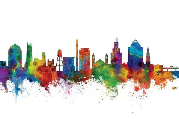 Michael Tompsett: Rainbow Blend Durham, North Carolina Skyline by Michael Tompsett