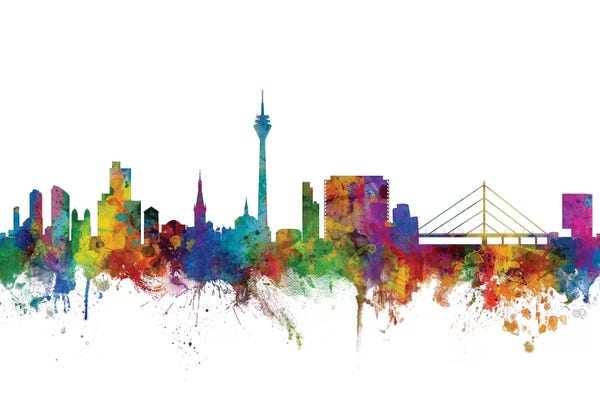 Dusseldorf: Rainbow Blend Düsseldorf, Germany Skyline by Michael Tompsett