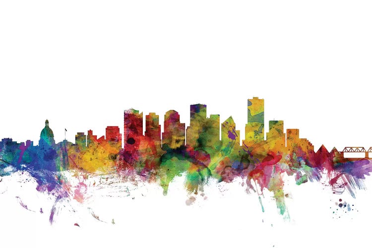 Rainbow Blend Edmonton, Canada Skyline by Michael Tompsett wall art