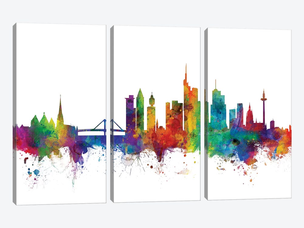 Frankfurt, Germany Skyline by Michael Tompsett 3-piece Canvas Art Print