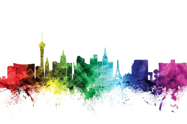 Michael Tompsett: Rainbow Skyline Of Las Vegas, Nevada, USA by Michael Tompsett
