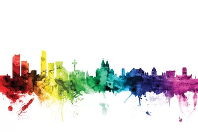 Rainbow Skyline Of Liverpool, England, United Kingdom by Michael Tompsett framed wall art