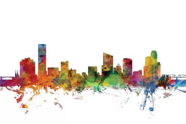 Michigan: Rainbow Blend Grand Rapids, Michigan Skyline by Michael Tompsett
