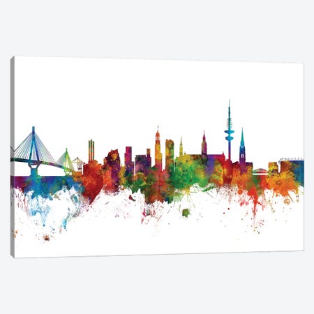 Hamburg, Germany Skyline Canvas Print #MTO1054} by Michael Tompsett Canvas Wall Art