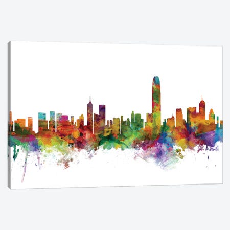 Hong Kong Skyline Canvas Print #MTO1059} by Michael Tompsett Canvas Art Print