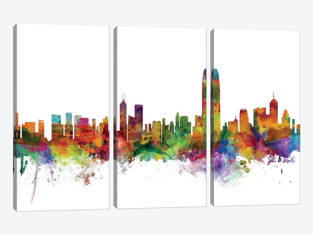 Hong Kong Skyline by Michael Tompsett 3-piece Canvas Print