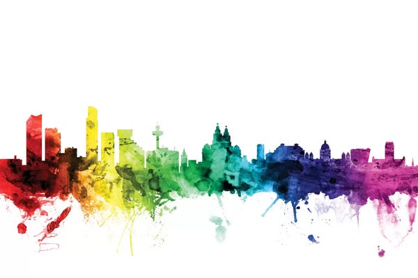 Liverpool: Rainbow Skyline Of Liverpool, England, United Kingdom by Michael Tompsett