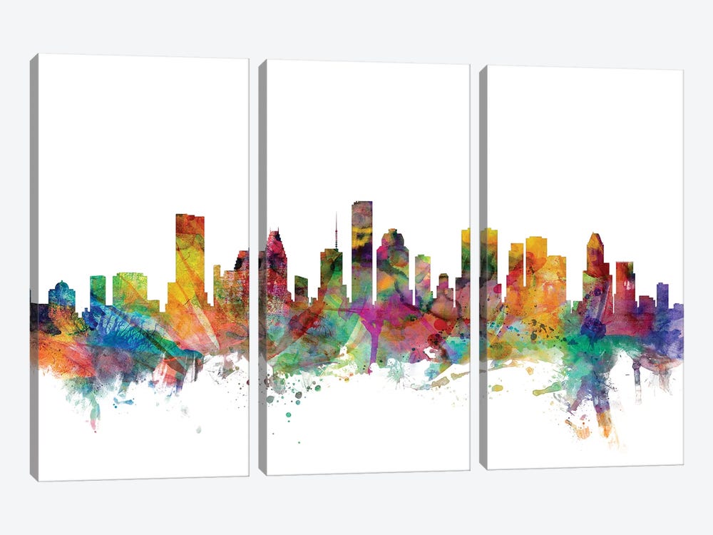 Houston, Texas Skyline by Michael Tompsett 3-piece Canvas Artwork