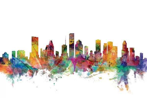 Skylines: Rainbow Blend Houston, Texas Skyline by Michael Tompsett