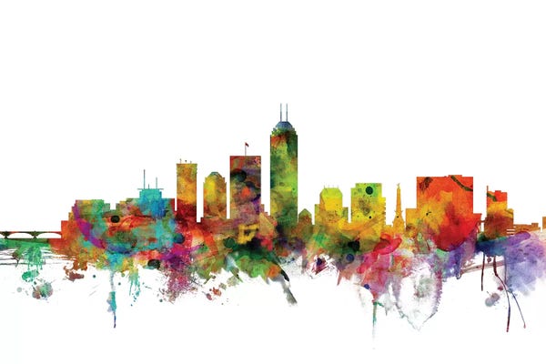Indiana: Rainbow Blend Indianapolis, Indiana Skyline by Michael Tompsett