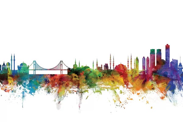 Istanbul: Rainbow Blend Istanbul, Turkey Skyline by Michael Tompsett