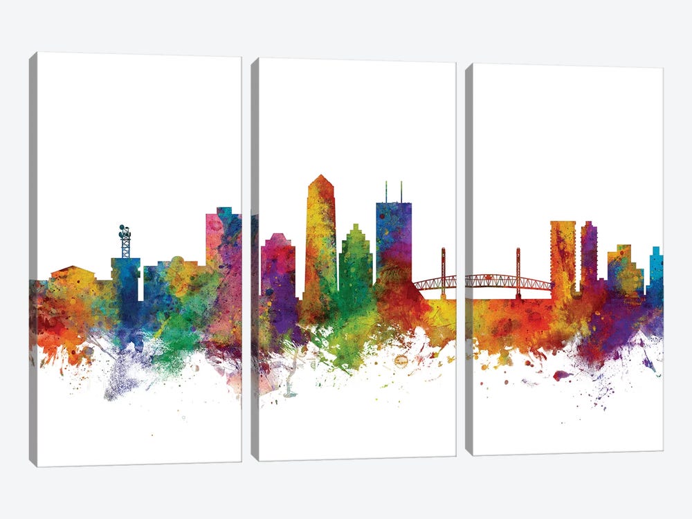 Jacksonville, Florida Skyline by Michael Tompsett 3-piece Canvas Print