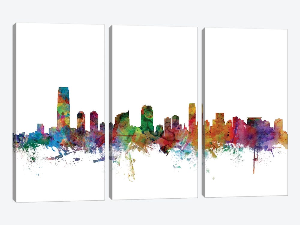 Jersey City, New Jersey Skyline by Michael Tompsett 3-piece Canvas Art Print