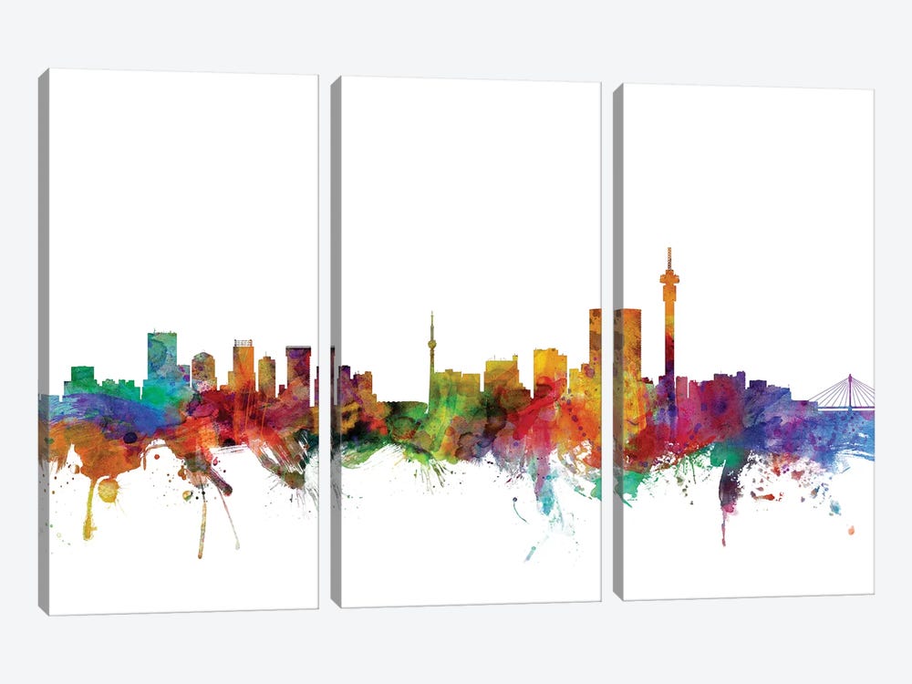 Johannesburg, South Africa Skyline by Michael Tompsett 3-piece Canvas Artwork