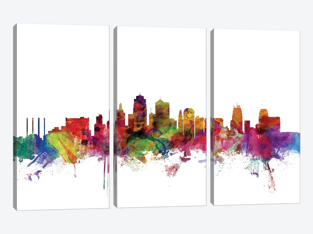 Kansas City, Missouri Skyline by Michael Tompsett 3-piece Canvas Art
