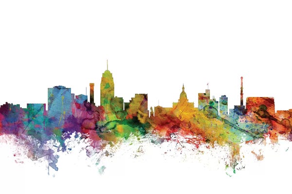 Michigan: Rainbow Blend Lansing, Michigan Skyline by Michael Tompsett