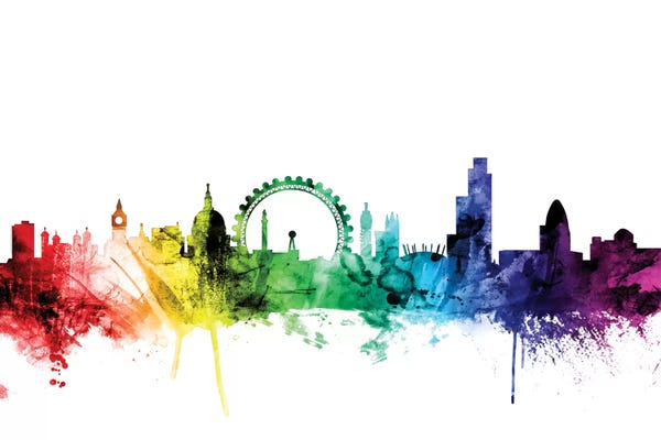 Amusement Parks: Rainbow Skyline Of London, England, United Kingdom II by Michael Tompsett