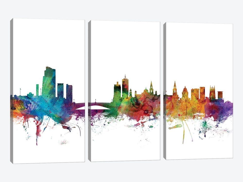 Leeds, England Skyline by Michael Tompsett 3-piece Canvas Print