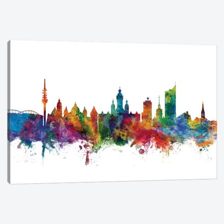 Leipzig, Germany Skyline Canvas Print #MTO1082} by Michael Tompsett Canvas Artwork