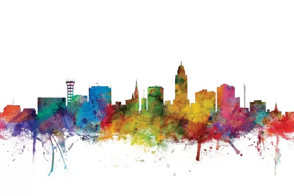 Nebraska: Rainbow Blend Lincoln, Nebraska Skyline by Michael Tompsett