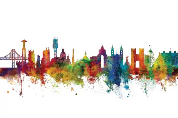 Lisbon: Rainbow Blend Lisbon, Portugal Skyline by Michael Tompsett