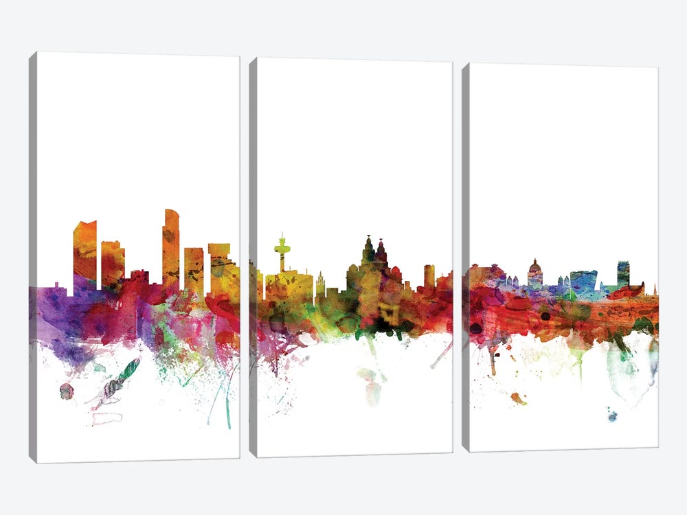 Liverpool, England Skyline by Michael Tompsett 3-piece Canvas Wall Art