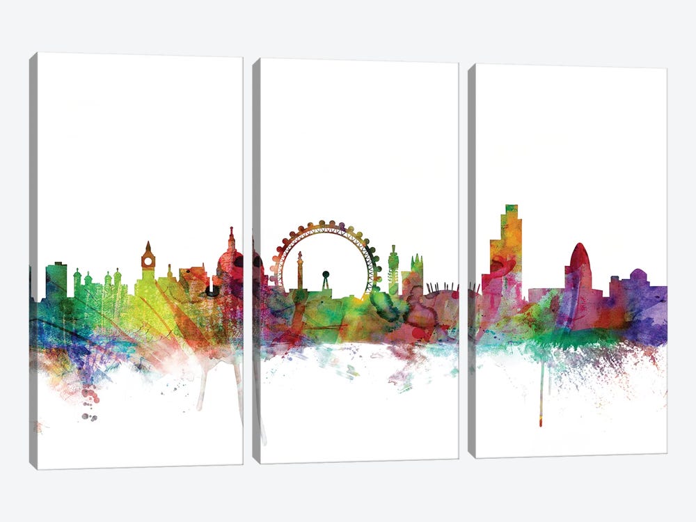 London, England Skyline by Michael Tompsett 3-piece Canvas Artwork