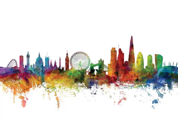 London Skylines: Rainbow Blend London, England Skyline by Michael Tompsett