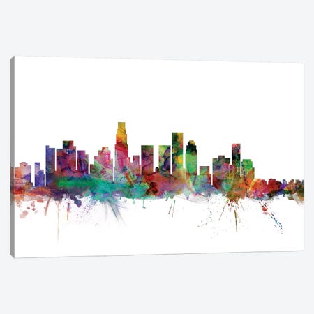 Los Angeles, California Skyline Canvas Print #MTO1091} by Michael Tompsett Canvas Art Print