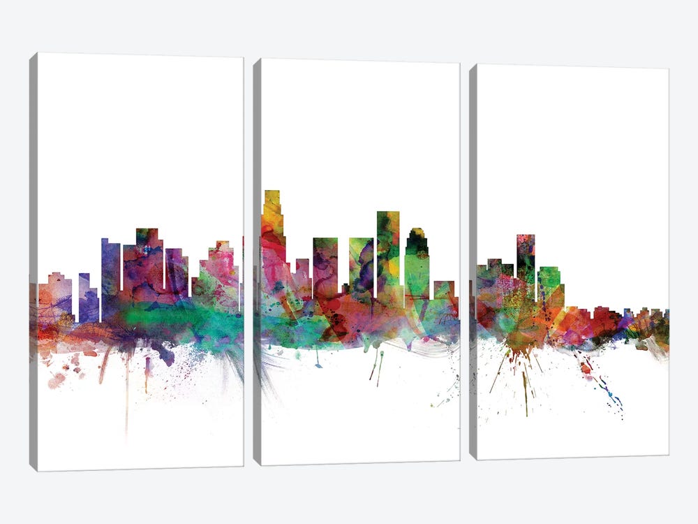 Los Angeles, California Skyline by Michael Tompsett 3-piece Canvas Print
