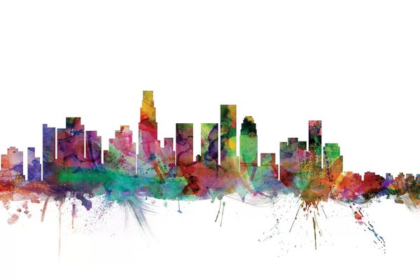 Los Angeles Skylines: Rainbow Blend Los Angeles, California Skyline by Michael Tompsett